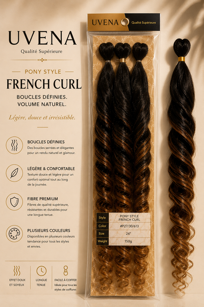 UVENA -  Pony Style French Curl  - 24" - 150g - 1 paquet (x3 mèches)