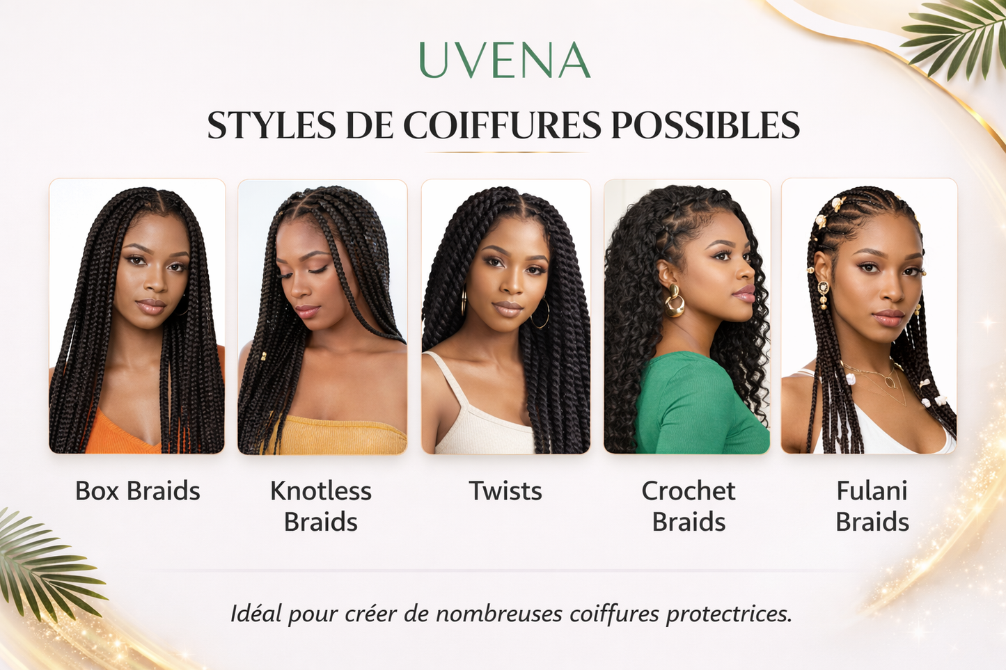 UVENA Mèches Kanekalon 24 pouces – Lot de 3 mèches
