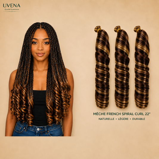 UVENA -  Pony Style spiral French Curl  - 22" - 150g- 1 paquet (x 3 mèches).