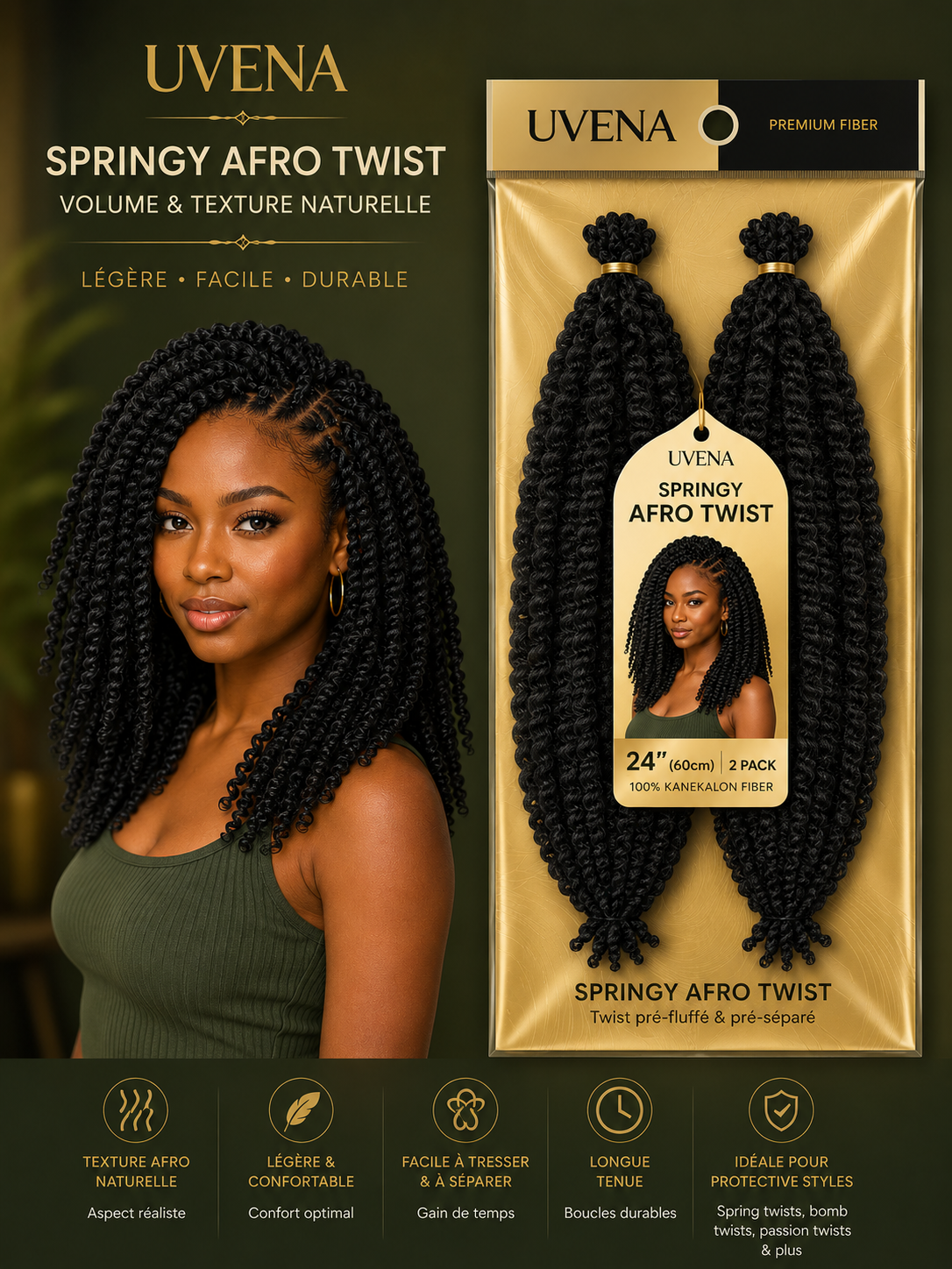UVENA - Afro spring Twist - 16" - 1 paquet